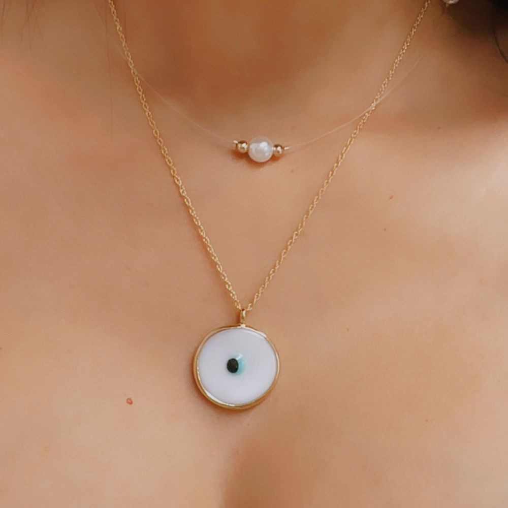 Turkish eye necklace. gold plating 18k